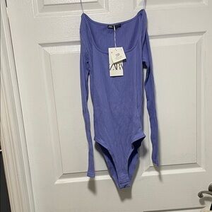 Zara Purple Ribbed Bodysuit